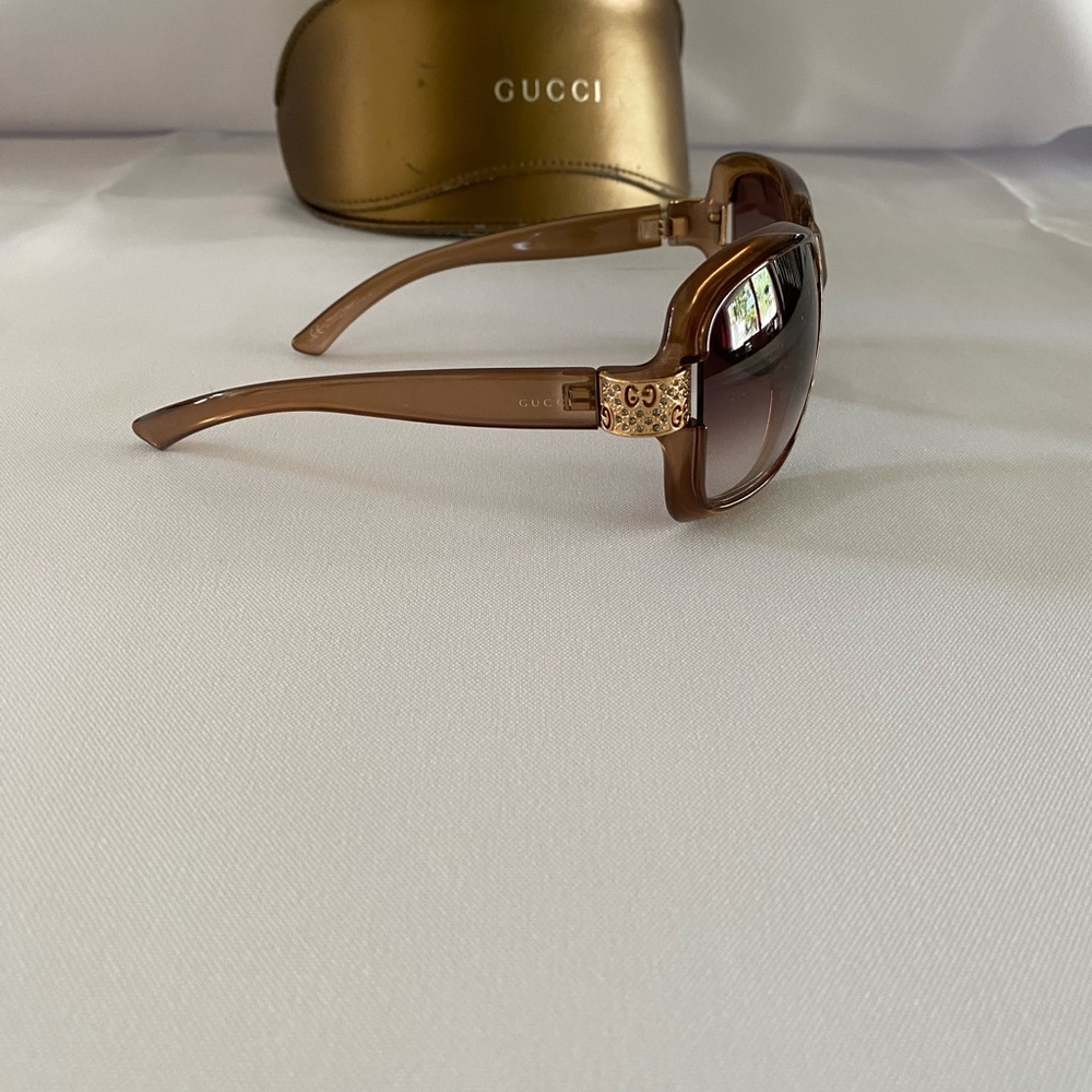 Gucci Gold and Brown Sunglasses - Picture 3 of 6
